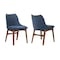 Armen Living Azalea Blue Fabric and Walnut Wood Dining Side Chairs, PK2 LCAZSIWABLU - alternate 1
